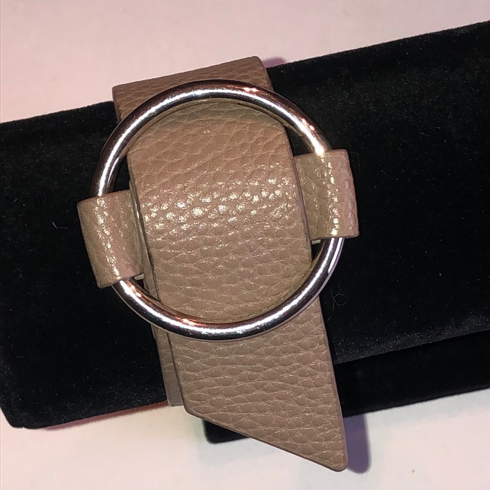 Taupe Faux Leather Circle Buckle Boho Bracelet